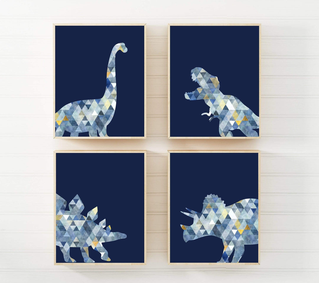 Navy Dinosaur print set - Boys room decor - Nursery wall art - Printable boys wall art - Dinosaur art work - Watercolor print - Dinosaur art nursery art print baby nursery bedroom decor