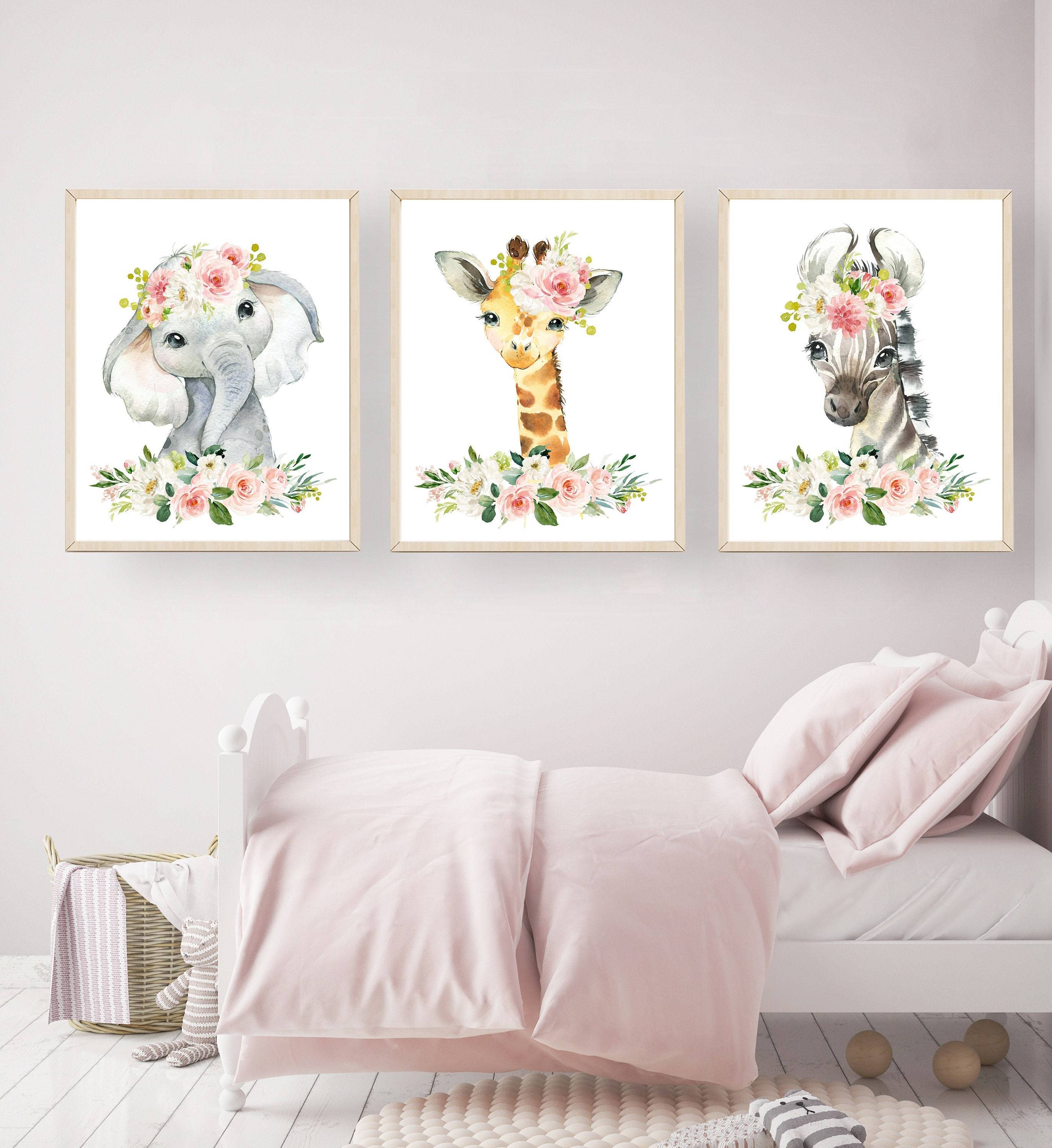 nursery art print baby nursery bedroom decor Nursery decor - Nursery wall art - Baby girl nursery prints - Printable wall art - Baby animal prints - Safari nursery decor - Blush pink