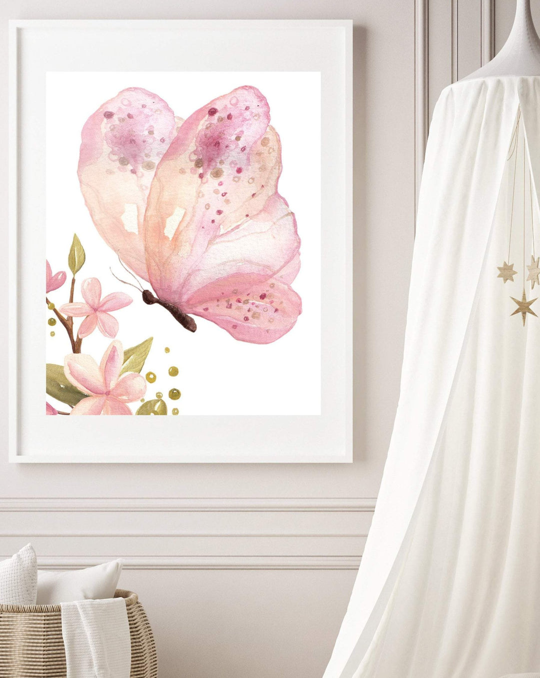 Pink butterfly art print - Girls bedroom decor - Butterfly print - Printable butterflies - Farmhouse nursery decor - Butterfly wall art nursery art print baby nursery bedroom decor