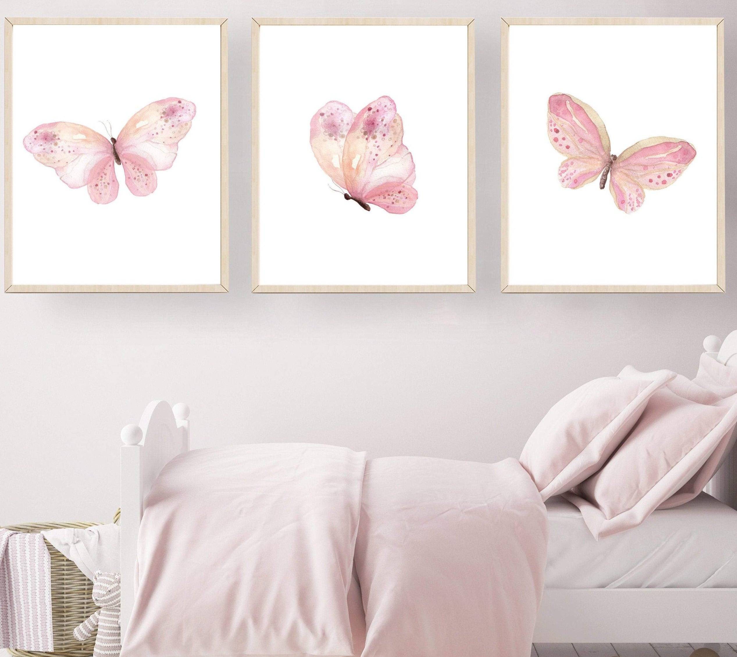 Pink butterfly print - Girls bedroom decor - Butterfly art print - Printable butterflies - Farmhouse nursery decor - Butterfly wall art nursery art print baby nursery bedroom decor