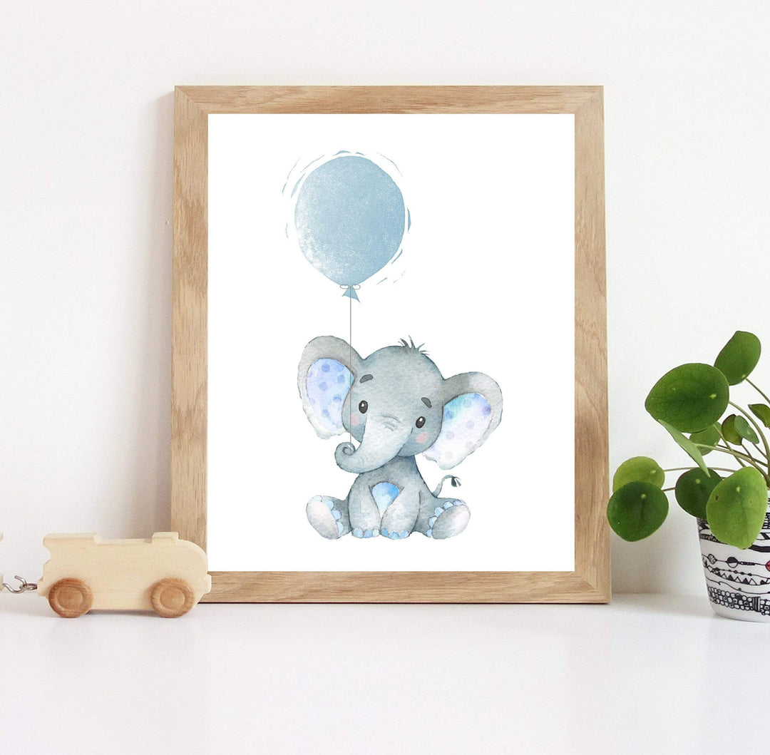 3x4 Elephant nursery wall art, Baby boys decor print, Boys Jungle watercolor suits blue grey nursery - Instant Download -H1350 nursery art print baby nursery bedroom decor
