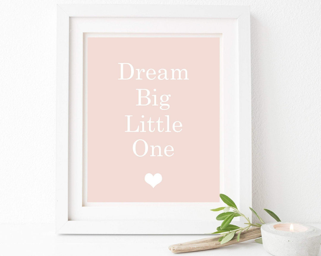 4x5 Dream Big Little One Wall Art, Girls Pink and White wall art print, Baby Girl nursery printable wall art, Digital instant download - H1388 nursery art print baby nursery bedroom decor
