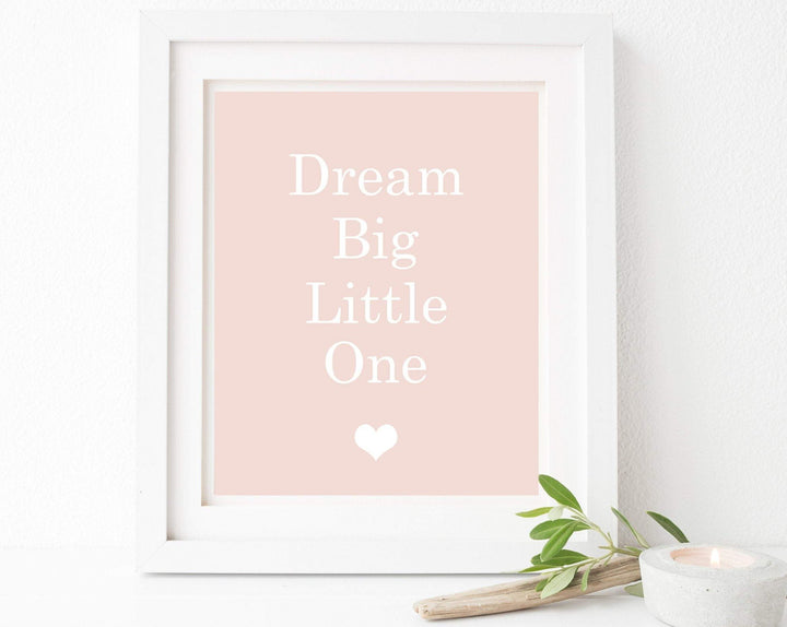 4x5 Dream Big Little One Wall Art, Girls Pink and White wall art print, Baby Girl nursery printable wall art, Digital instant download - H1388 nursery art print baby nursery bedroom decor