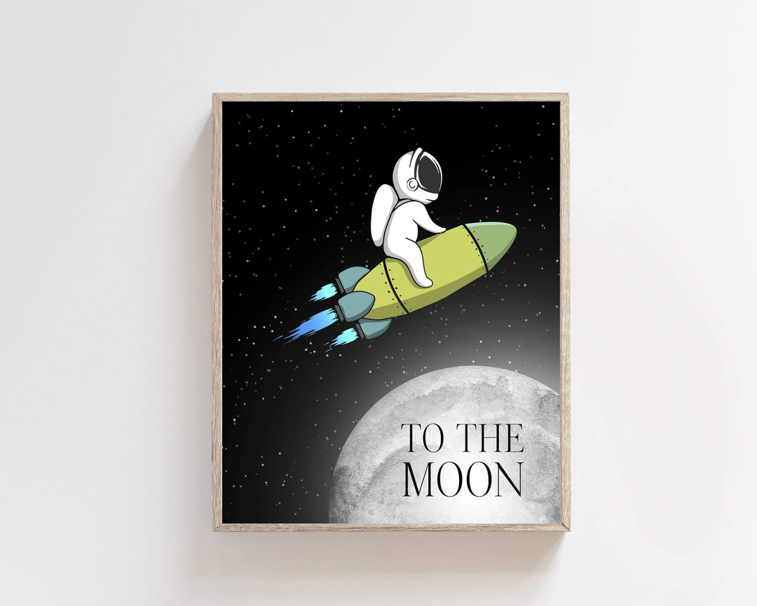 8x10 Astronaut art print - Space wall art - Retro nursery print - Baby room art - Spaceship wall art - Boys room printables - Space decor - H2011 nursery art print baby nursery bedroom decor