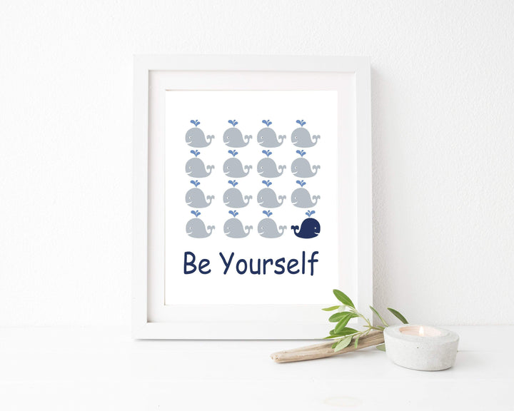 8x10 Baby Boy Nursery Whale Wall Art Print | Motivational Whale Nursery Art Print | Grey and Navy Blue Nursery Wall Decor Print nursery art print baby nursery bedroom decor