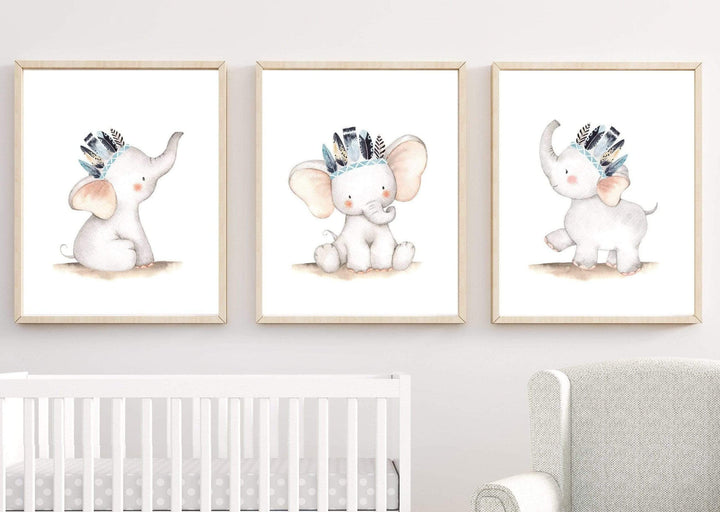 8x10 Baby Elephant print. Tribal animal print nursery wall art nursery art print baby nursery bedroom decor