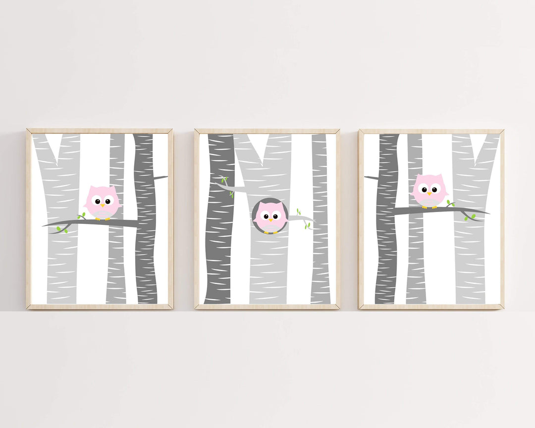 8x10 Baby Girl Nursery Wall Art, Owl Nursery Wall Art Prints, Suits Pink and Grey Nursery Decor and Bedroom Decor - H228 nursery art print baby nursery bedroom decor