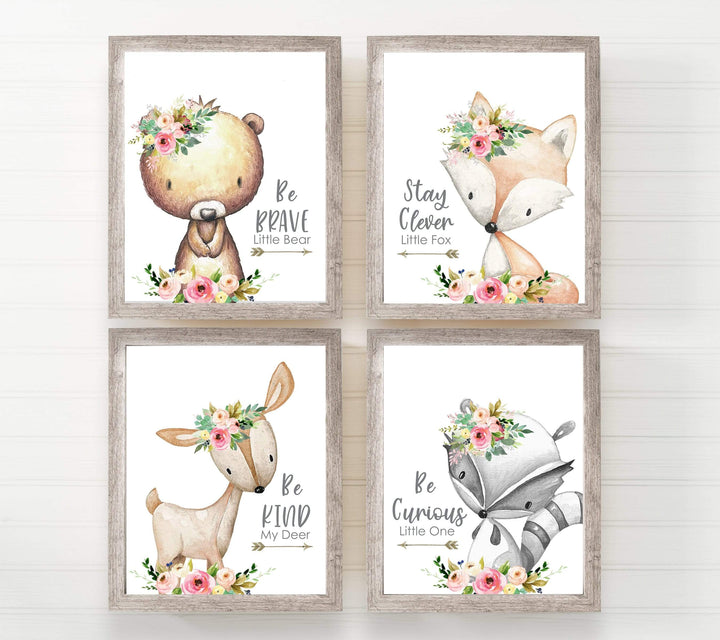 8x10 Baby girl woodland nursery decor - woodland nursery prints - girl woodland animal - woodland nursery girl - printable woodland animals nursery art print baby nursery bedroom decor