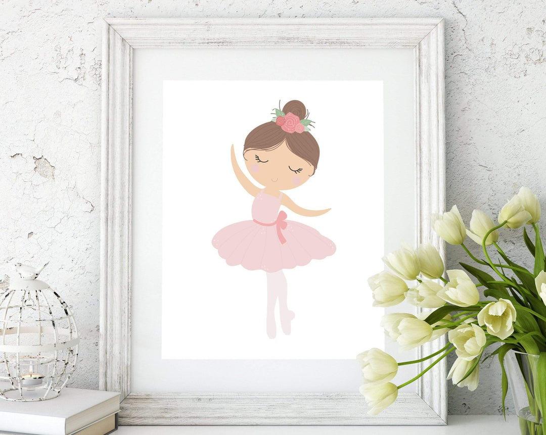 8x10 Ballerina wall art, girls bedroom decor suit pink ballerina decor, baby girl nursery wall art -Custom Color - H1373- Unframed nursery art print baby nursery bedroom decor