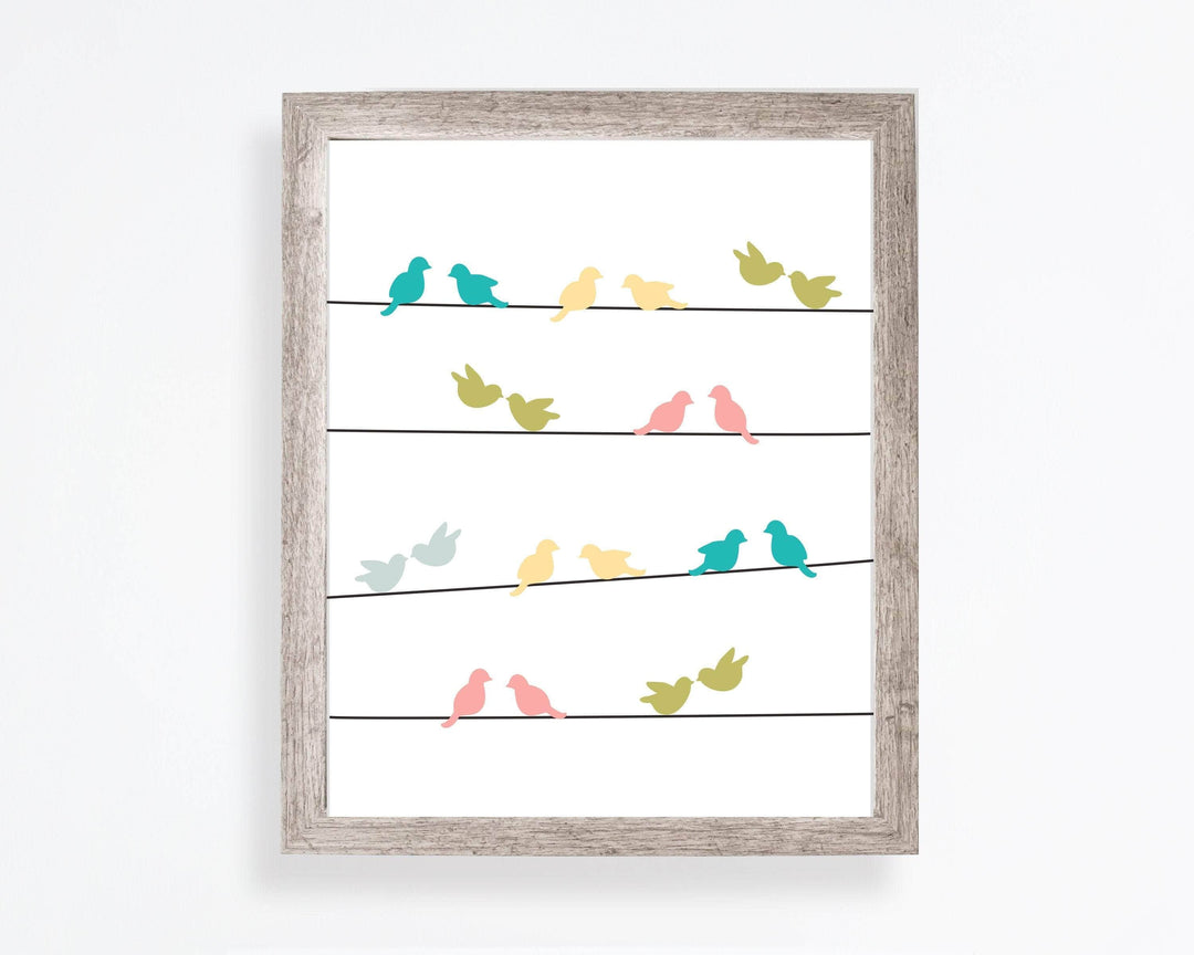 8x10 Bird wall art prints - bird art print - bird on a wire wall art - Girls room art print - Girl nursery wall art - Cute bird printable -H1749 nursery art print baby nursery bedroom decor