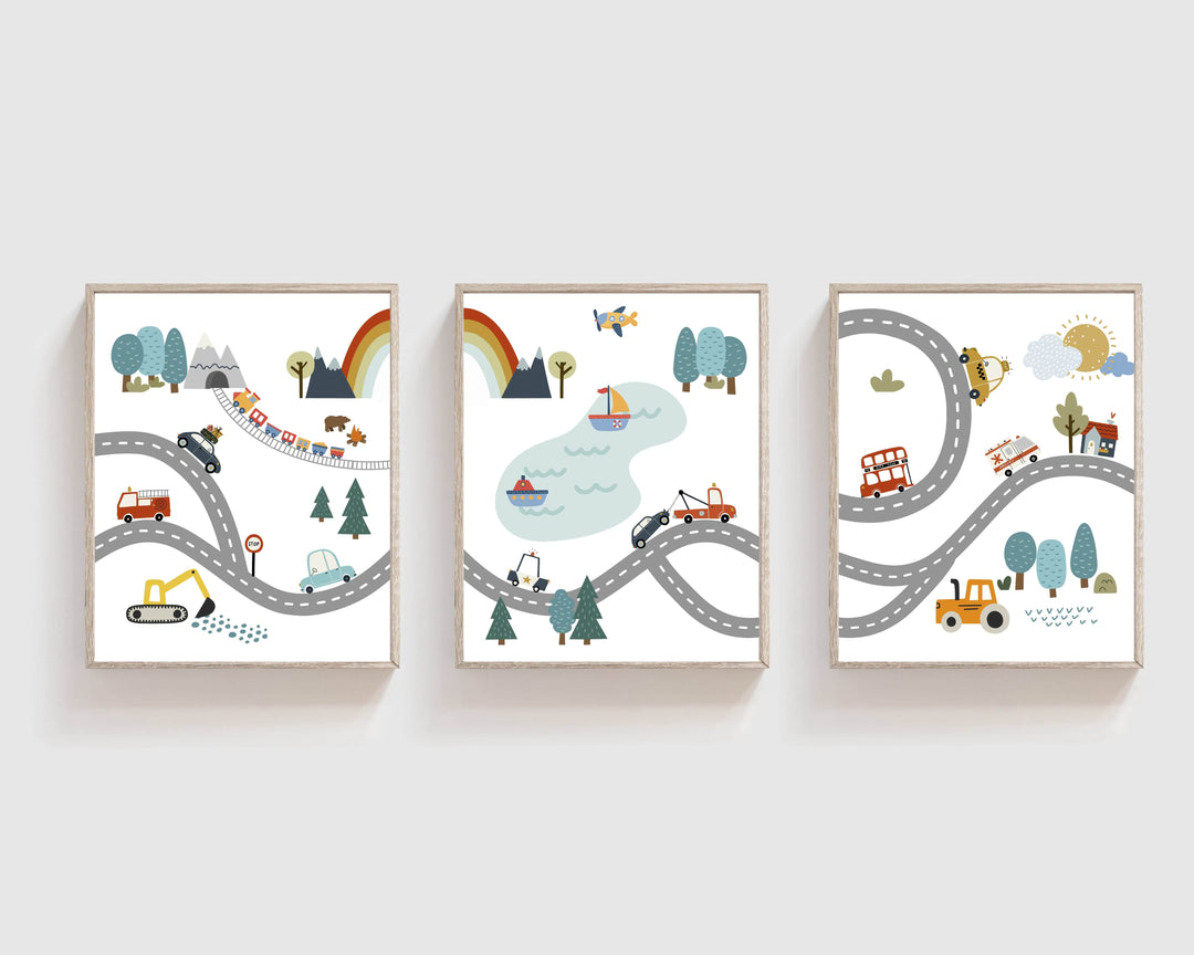 nursery art print baby nursery bedroom decor Car art prints - Car nursery decor - Transportation wall art - Boy nursery wall art - Baby boy room decor - car nursery prints - Boy car