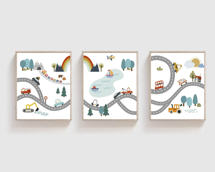 nursery art print baby nursery bedroom decor Car art prints - Car nursery decor - Transportation wall art - Boy nursery wall art - Baby boy room decor - car nursery prints - Boy car