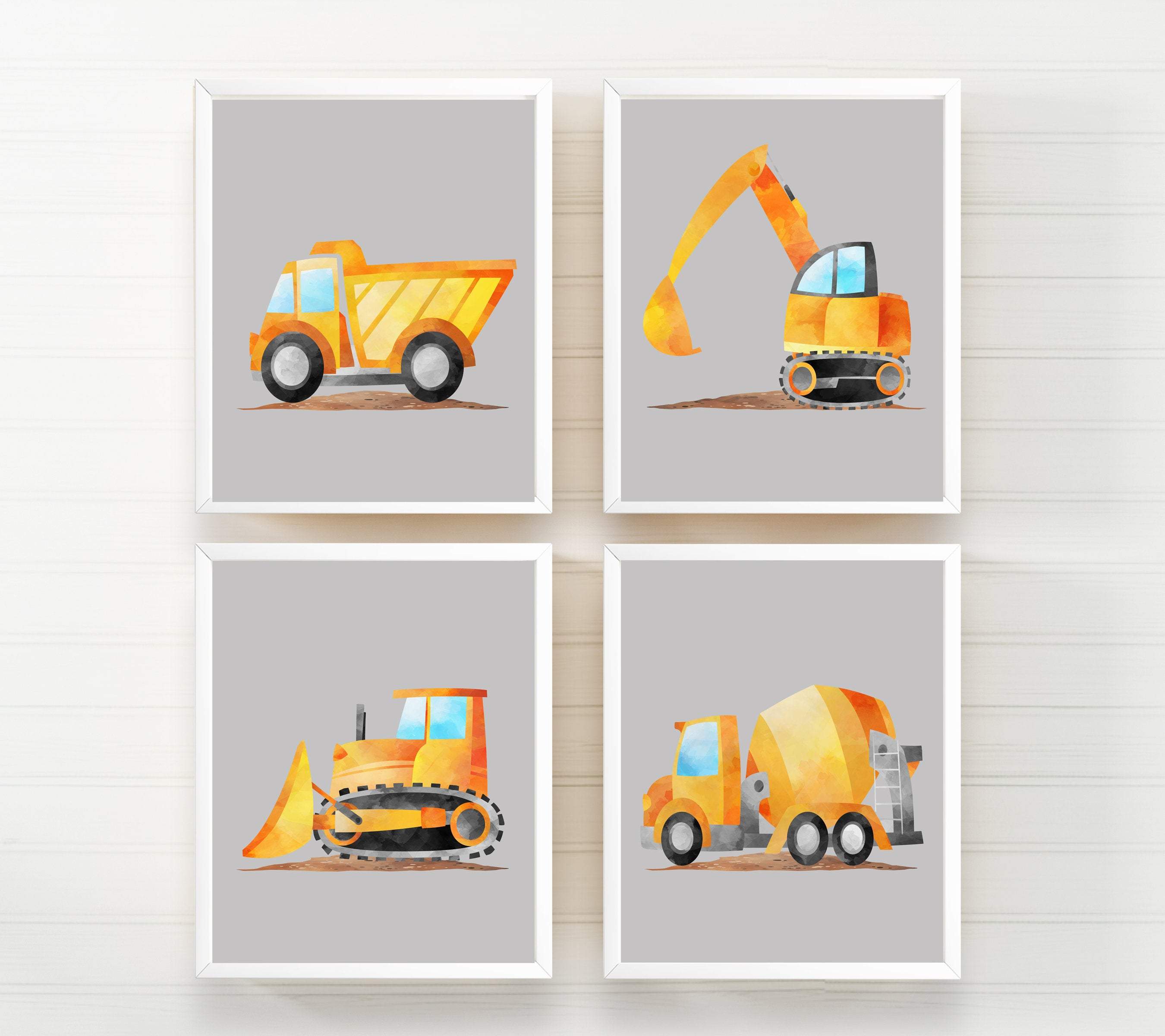 8x10 Construction prints - Truck wall art - Construction poster - Baby boy nursery - Truck prints for boys room - Truck print nursery - H2063 nursery art print baby nursery bedroom decor