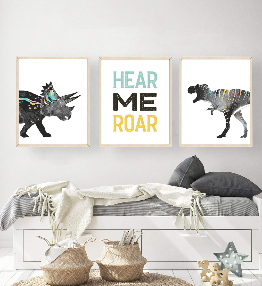 8x10 Dinosaur print set - Boys room wall art - Dinosaur wall art - Dinosaur printable wall art - Dinosaur art print - Hear my roar - Boys decor nursery art print baby nursery bedroom decor