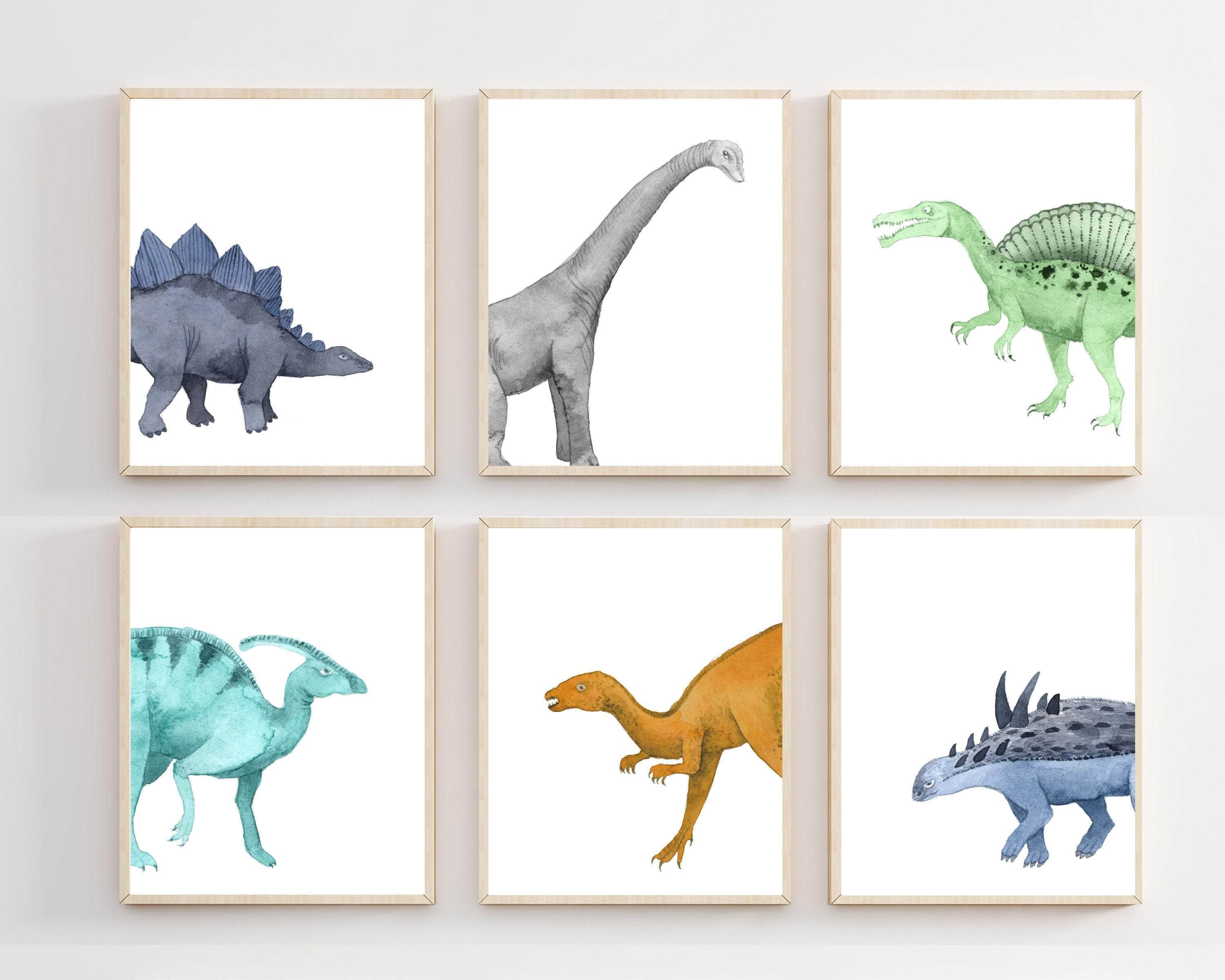 8x10 Dinosaur wall art prints | Set of 6 nursery art print baby nursery bedroom decor