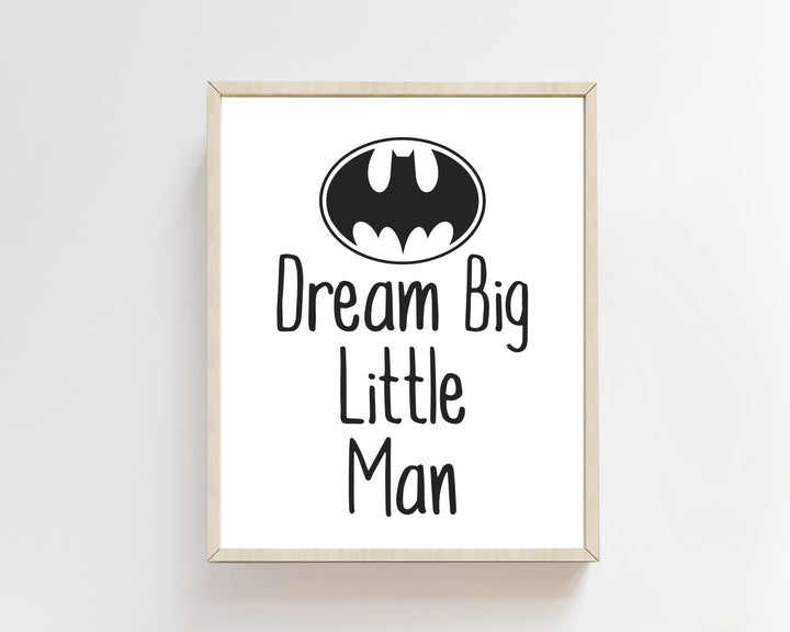 8x10 Dream big little man wall art print, Boys superhero nursery print, Batman print, Boys bedroom print, Superhero wall art, Digital art - H1271 nursery art print baby nursery bedroom decor