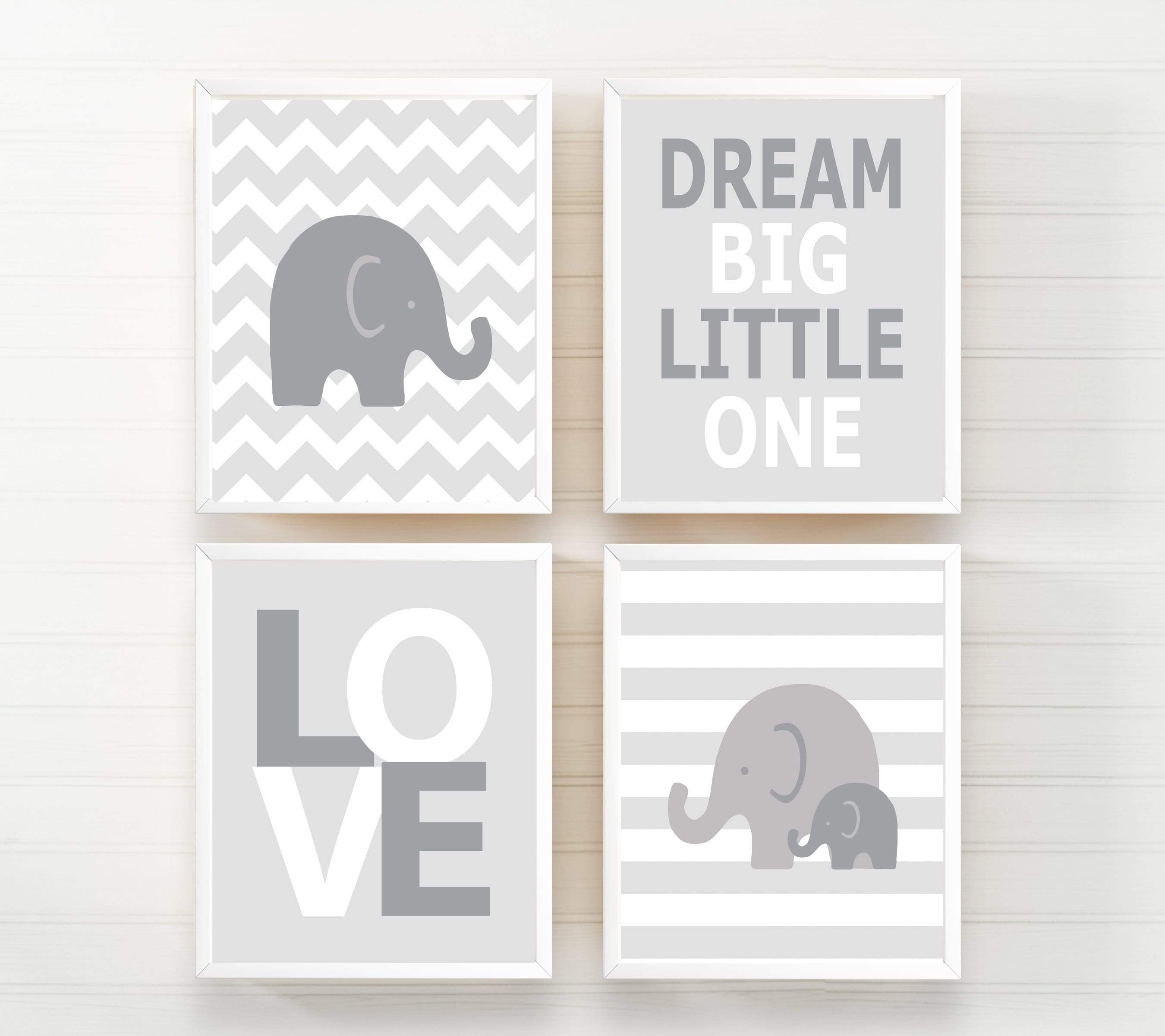 8x10 Elephant Nursery Art Print | Set of 4 nursery art print baby nursery bedroom decor