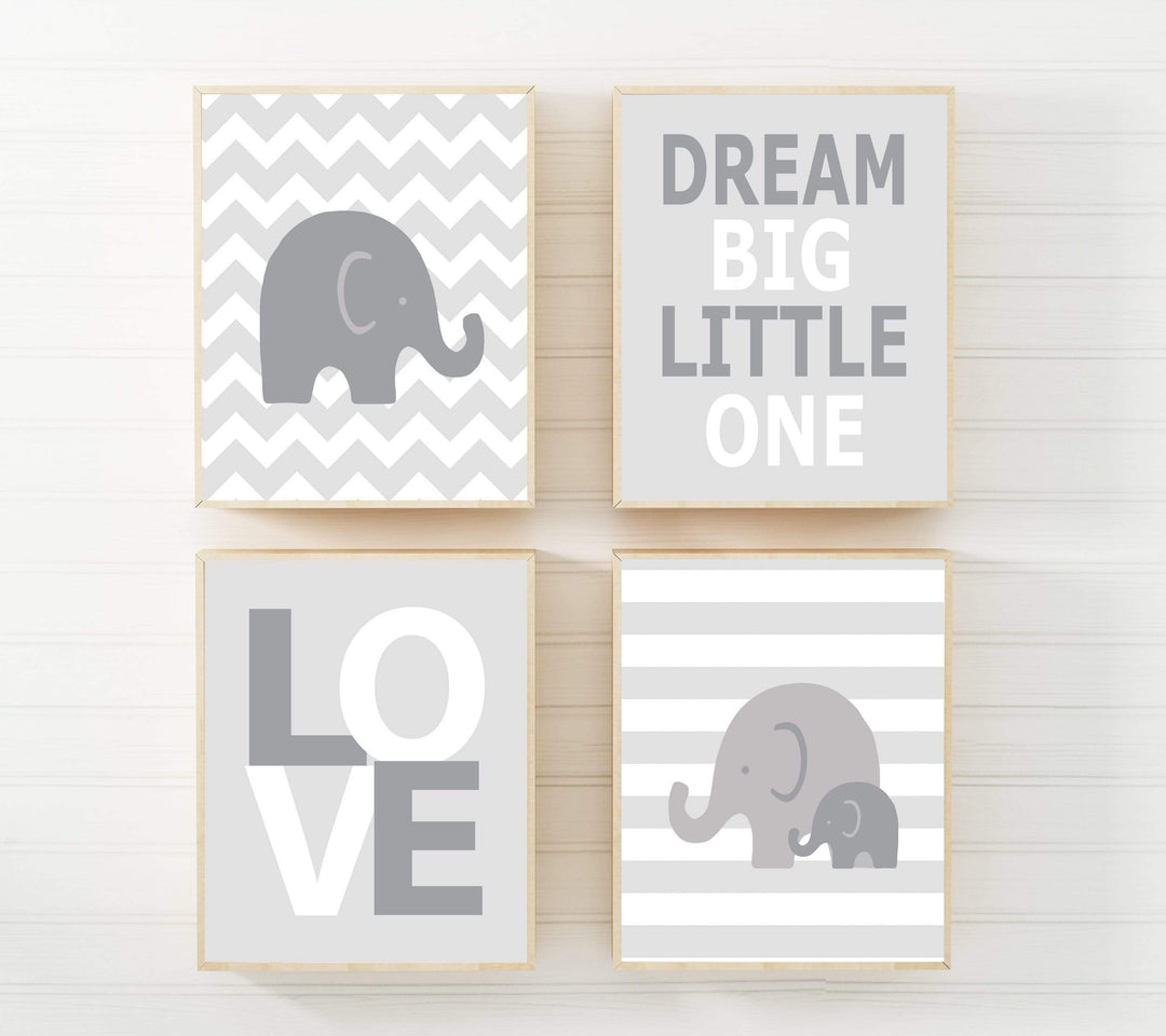8x10 Elephant Nursery Art Print | Set of 4 nursery art print baby nursery bedroom decor