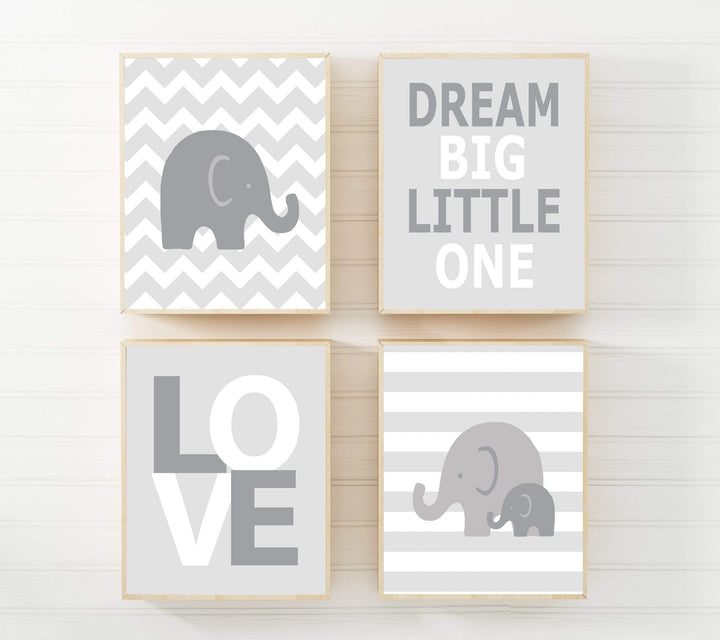 8x10 Elephant Nursery Art Print | Set of 4 nursery art print baby nursery bedroom decor