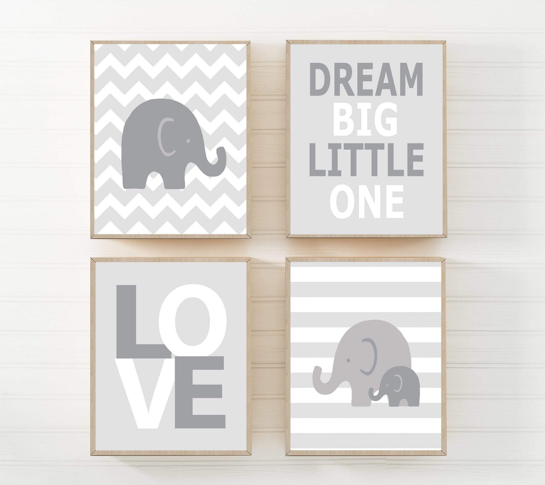 8x10 Elephant Nursery Art Print | Set of 4 nursery art print baby nursery bedroom decor