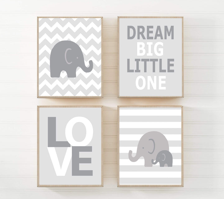 8x10 Elephant Nursery Art Print | Set of 4 nursery art print baby nursery bedroom decor