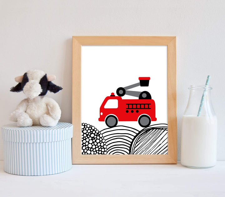 8x10 Fire truck print - Fire Truck nursery - Fire enigine print - Printable fire truck - Toddler boy room prints - Fire engine decor - H1977 nursery art print baby nursery bedroom decor