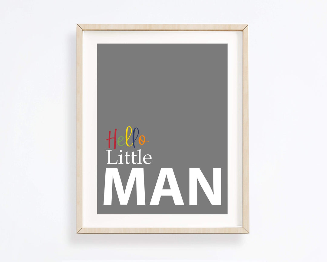 8x10 Hello Little man print - Boys wall art - Baby boy gift - Nursery decor boy - Boys room quote - Toddler boy art print - Modern boys wall art nursery art print baby nursery bedroom decor