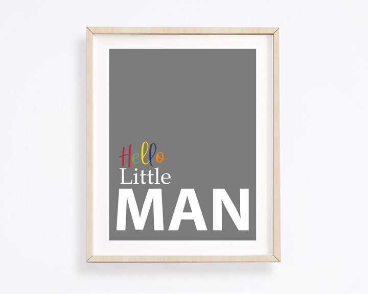 8x10 Hello Little man print - Boys wall art - Baby boy gift - Nursery decor boy - Boys room quote - Toddler boy art print - Modern boys wall art nursery art print baby nursery bedroom decor