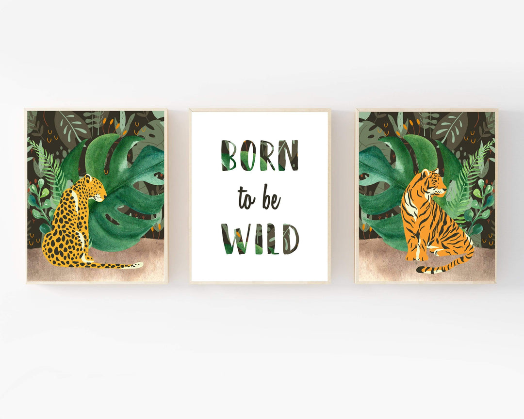 8x10 Jungle Tiger print - Cheetah art print - Jungle printables - Jungle cat wall art - Cheetah Leopard Tiger - Tropical art - Born to wild print nursery art print baby nursery bedroom decor