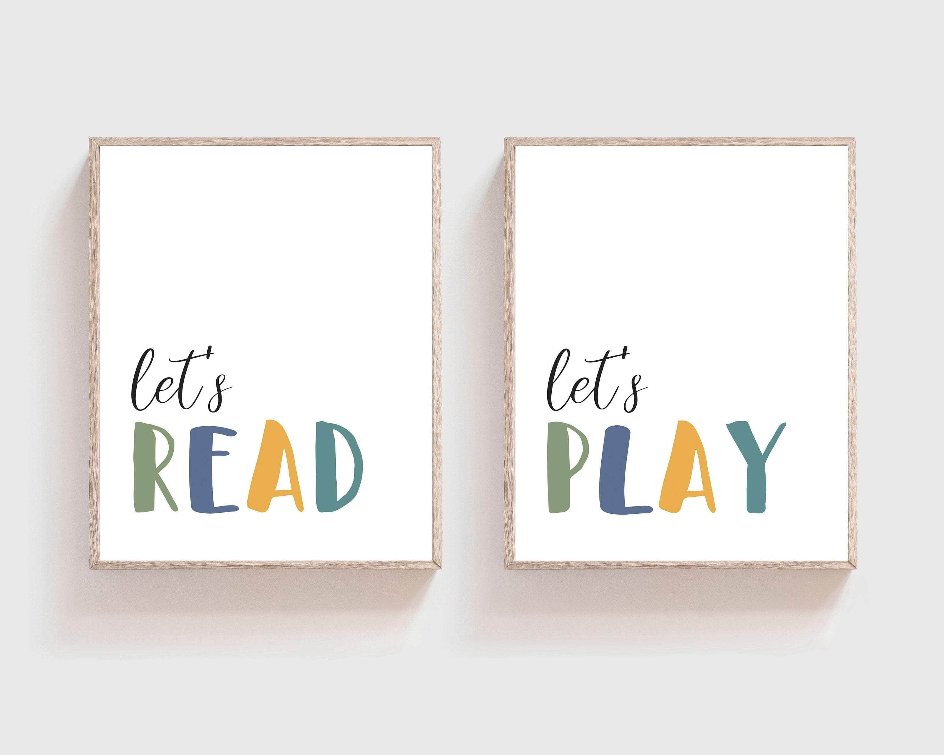 8x10 Lets read lets play - Playroom decor - Playroom printable art - Lets play lets read - Playroom prints -  Lets read printable - Lets play art nursery art print baby nursery bedroom decor