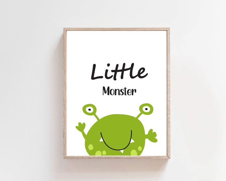 8x10 Little Monster Nursery Print, monster wall art, green monster, Cute little monster wall decor, Space art print -  H1413 nursery art print baby nursery bedroom decor