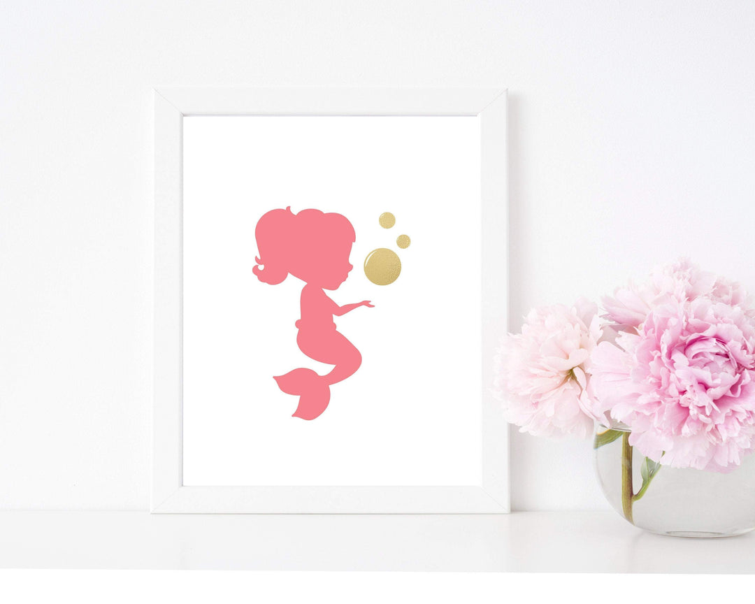 8x10 Mermaid wall art - mermaid decor - mermaid art - little mermaid art - Pink printable mermaid art - mermaid girls bedroom decor - H1570 nursery art print baby nursery bedroom decor