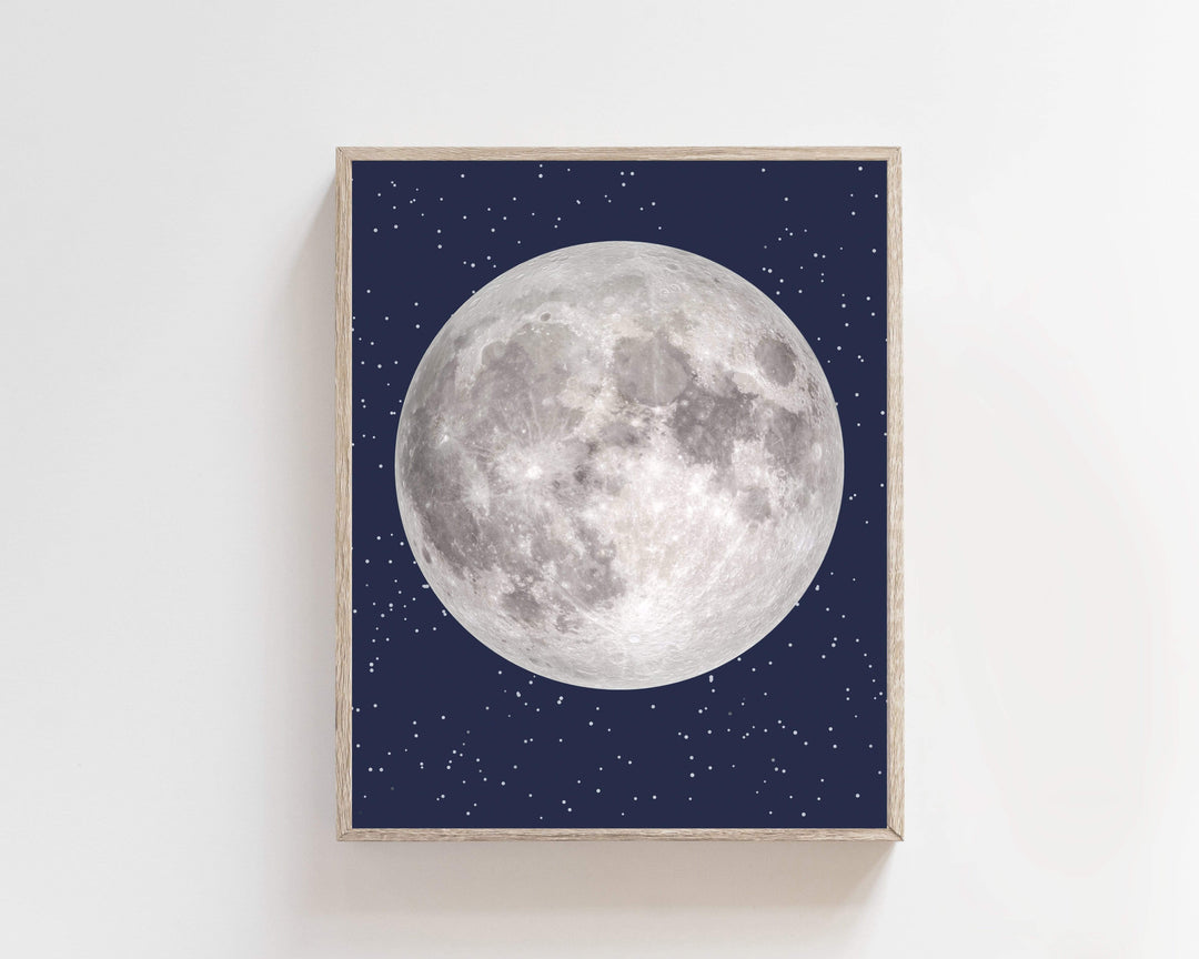8x10 Moon print wall art - Moon poster - Full moon art print - Luna poster - Moon printable - Printable moon - Watercolor moon art nursery art print baby nursery bedroom decor