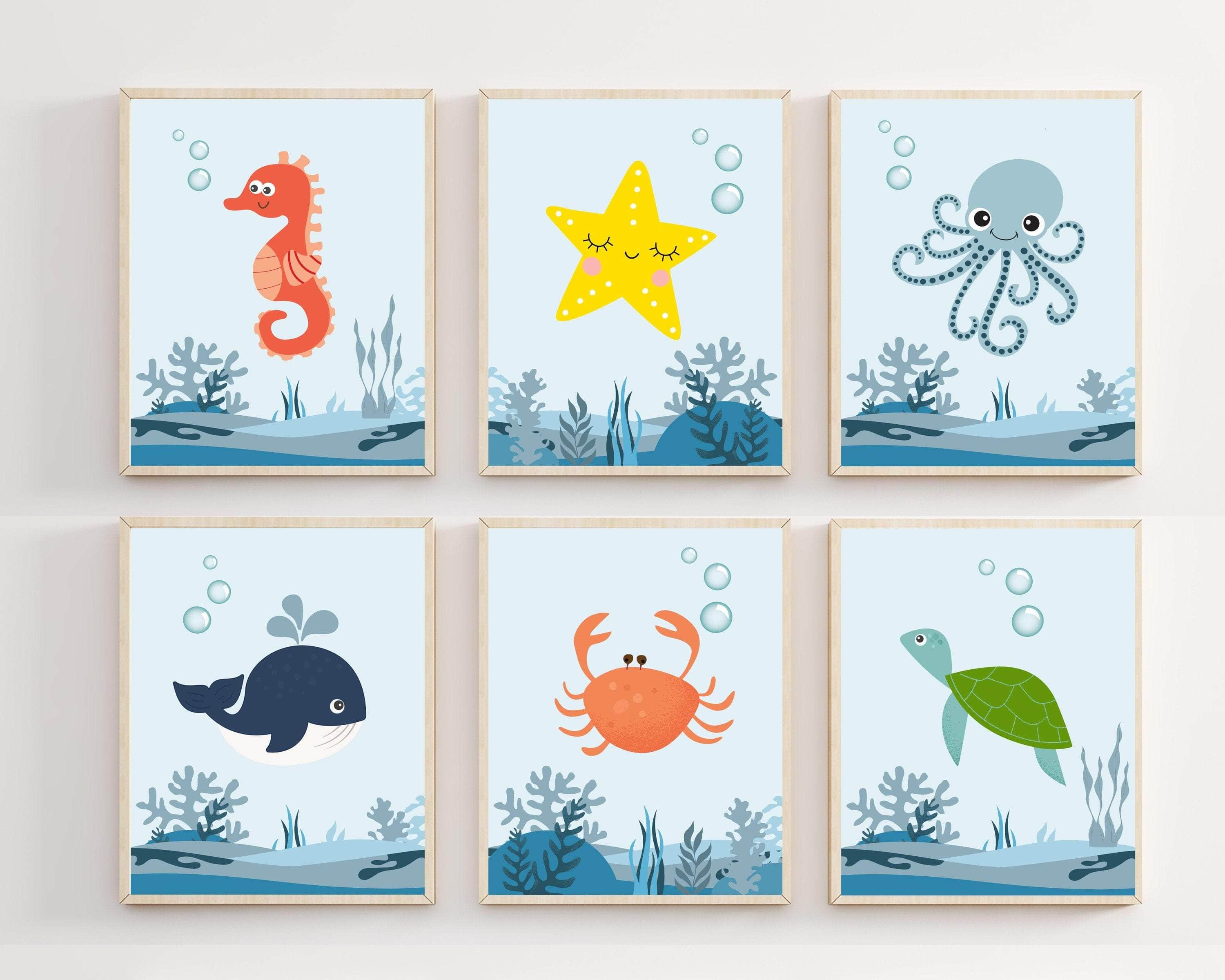 8x10 Ocean nursery print - Ocean wall art kids - Ocean printable art - Sea art prints - Sea creatures print - Ocean animal art - Kids ocean print nursery art print baby nursery bedroom decor