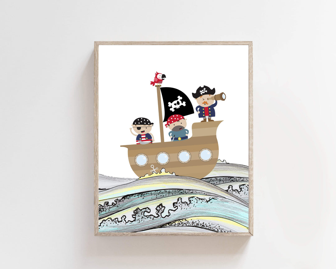 8x10 Pirate art print - Pirate print - Pirate printables - Pirate wall art - Pirate ship - Boys room wall art - Pirate room decor - Digital art nursery art print baby nursery bedroom decor