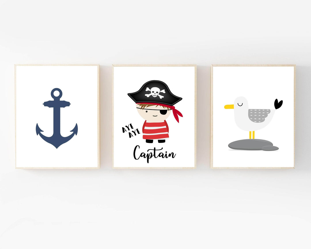 8x10 Pirate nursery print set - Pirate wall art - Toddler bedroom decor - Pirate print - Pirate poster - Boys room wall art - Pirate bedroom nursery art print baby nursery bedroom decor