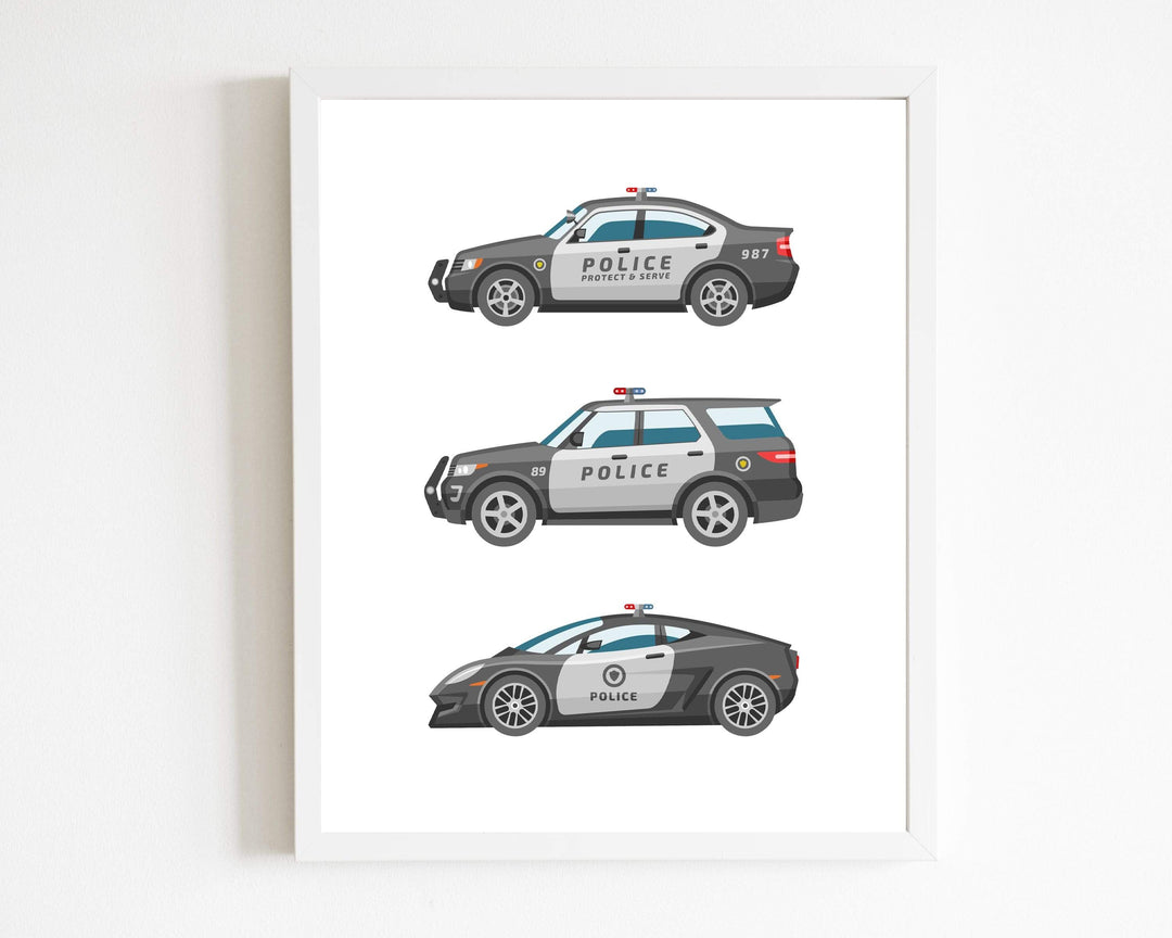 8x10 Police car print - Boys room decor - Police print - Toddler boy wall art - Boys vehicle decor - Toddler boy print - Transportation wall art nursery art print baby nursery bedroom decor