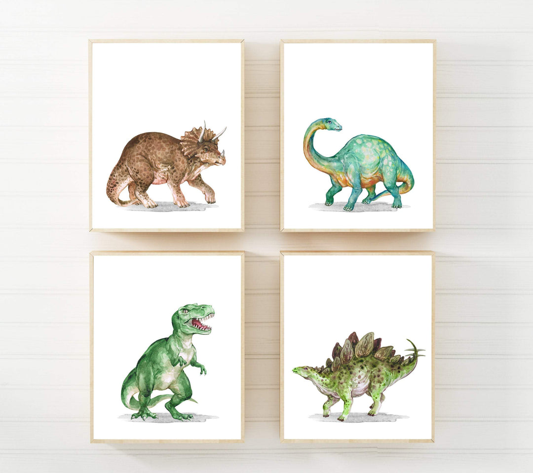 8x10 Printable dinosaur art - Dinosaur art print - Watercolor Dinosaur print - Boys room decor - Dinosaur Poster - Little boys wall art -Set of 4 nursery art print baby nursery bedroom decor