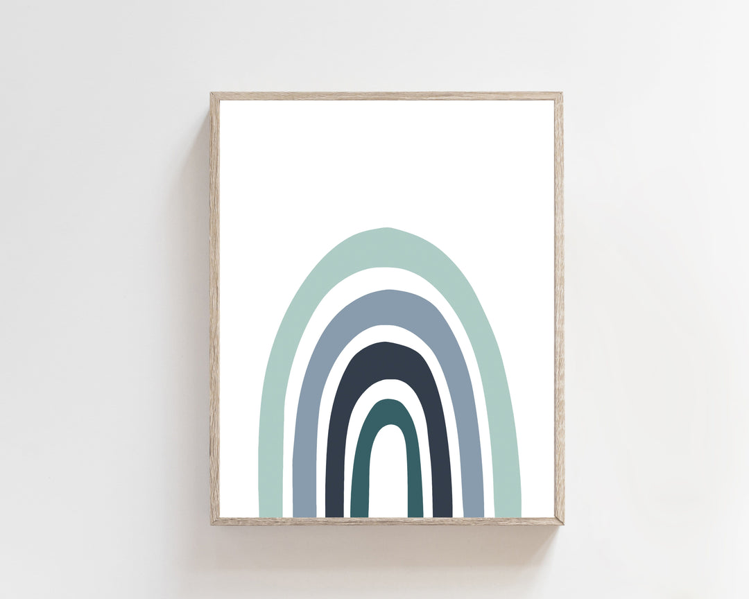 8x10 Rainbow boys nursery - Blue rainbow print - Boys room decor - Scandi nursery print - Boys nursery prints - Rainbow printable - Modern boy nursery art print baby nursery bedroom decor