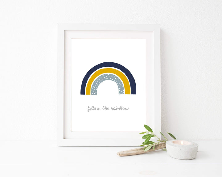 8x10 Rainbow for Boys - Boy nursery wall art - Boy nursery decor - Boys rainbow print - Navy and Mustard wall art - Printable Rainbow wall print nursery art print baby nursery bedroom decor