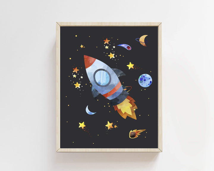 8x10 Rocket ship print - Printable wall art - Outer space nursery - Spaced themed nursery wall art - Rocket wall art - Rocket nursery - H1436 nursery art print baby nursery bedroom decor