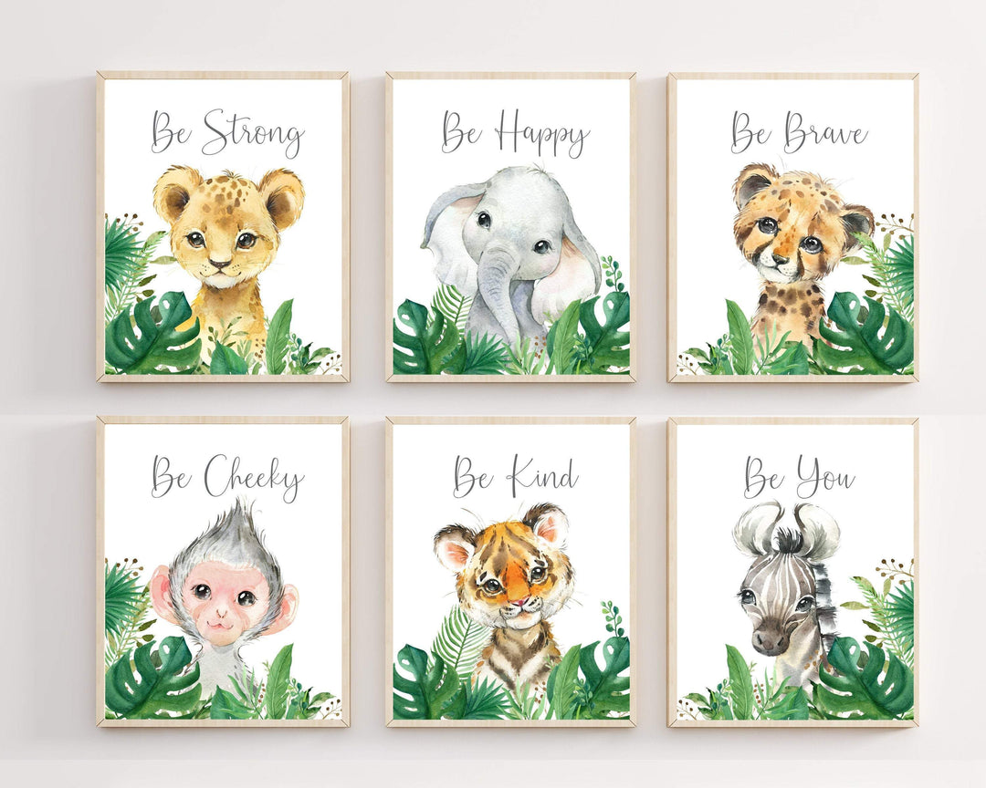 8x10 Safari animal art prints - Nursery decor for baby boy - Watercolor safari animal prints - Set of 6 art prints - Nursery wall art printable nursery art print baby nursery bedroom decor