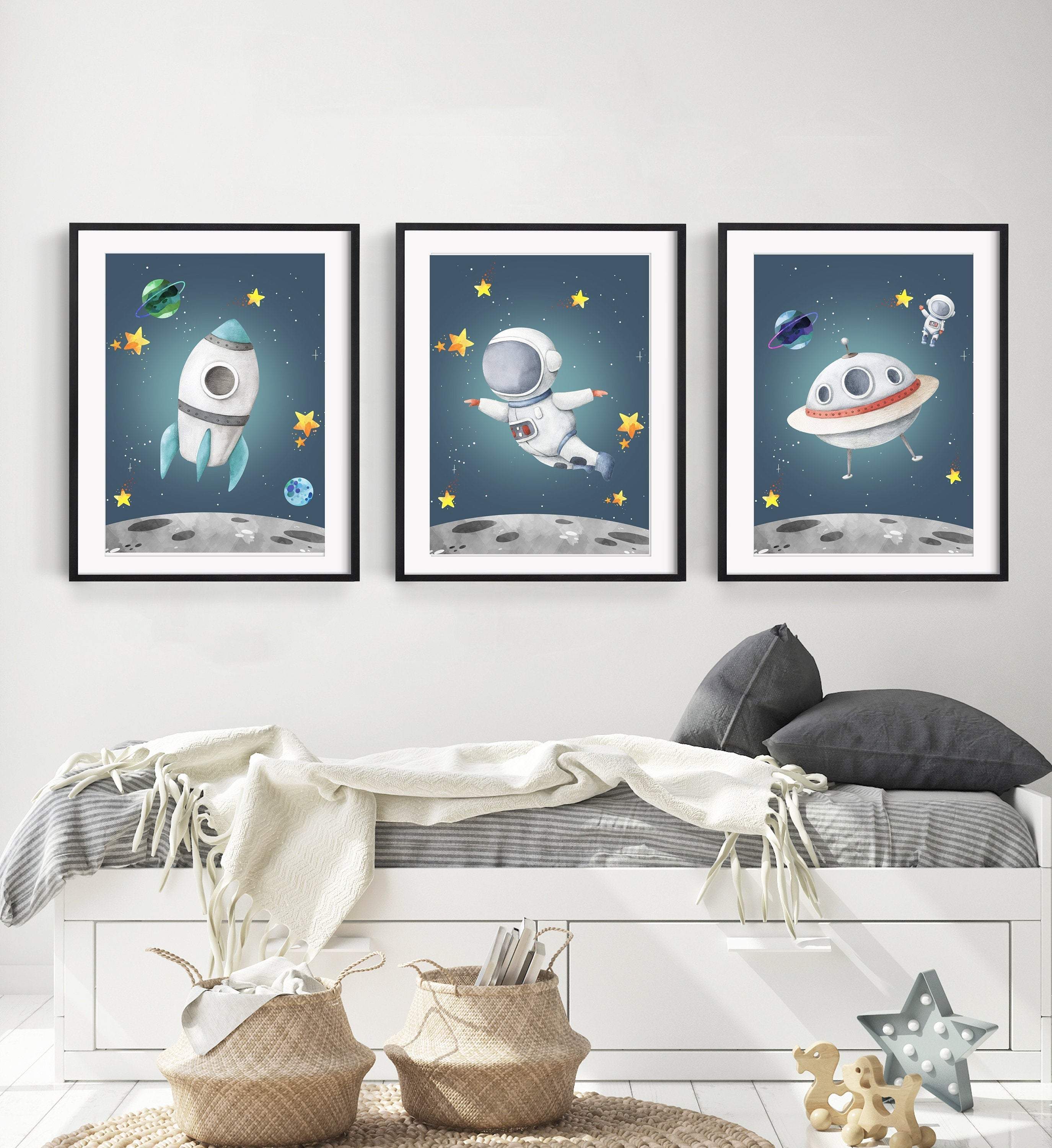 8x10 Space wall art - Space themed prints - Space printable art - Boy wall art - Space nursery decor - Space decor - Rocket Astronaut Planets nursery art print baby nursery bedroom decor