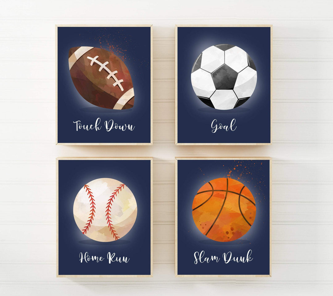 8x10 Sports print - Printable sports wall art - Boys room decor - Navy Blue Nursery - Sports wall art - Sports balls wall art - Soccer Football nursery art print baby nursery bedroom decor