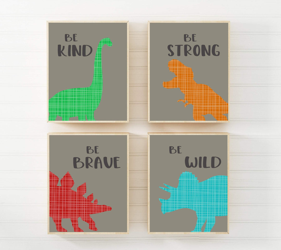 8x10 Toddler wall art - Dinosaur art print - Printable dinosaur art - Dino poster - Gift for Toddler boy - Set of 4 prints - Dinosaur poster nursery art print baby nursery bedroom decor