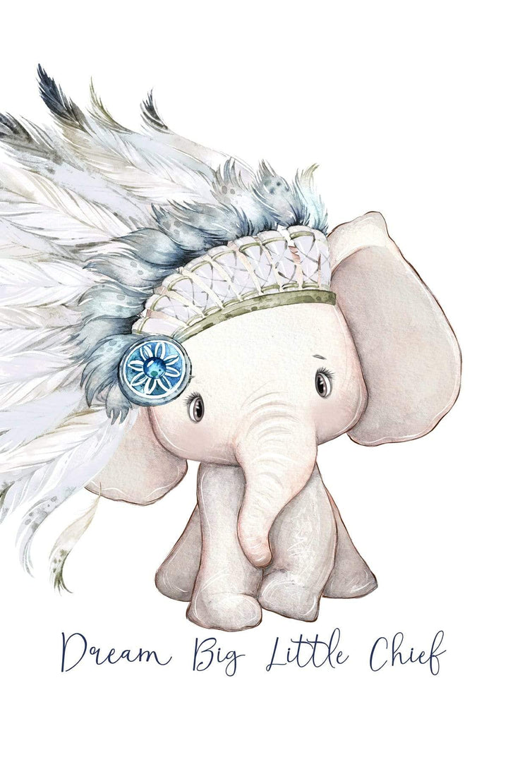 8x10 Tribal nursery decor - Elephant nursery print - Tribal nursery wall art - Blue nursery prints - Tribal animal nursery print -  Baby boy nursery art print baby nursery bedroom decor