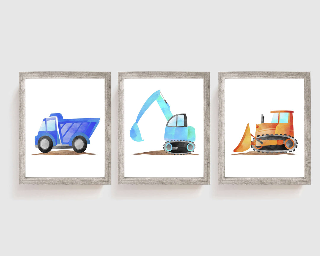 8x10 Truck prints - Construction nursery decor - Truck printables - Truck prints boys room - Baby boy nursery - Truck poster set of 3 prints nursery art print baby nursery bedroom decor
