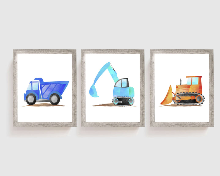 8x10 Truck prints - Construction nursery decor - Truck printables - Truck prints boys room - Baby boy nursery - Truck poster set of 3 prints nursery art print baby nursery bedroom decor