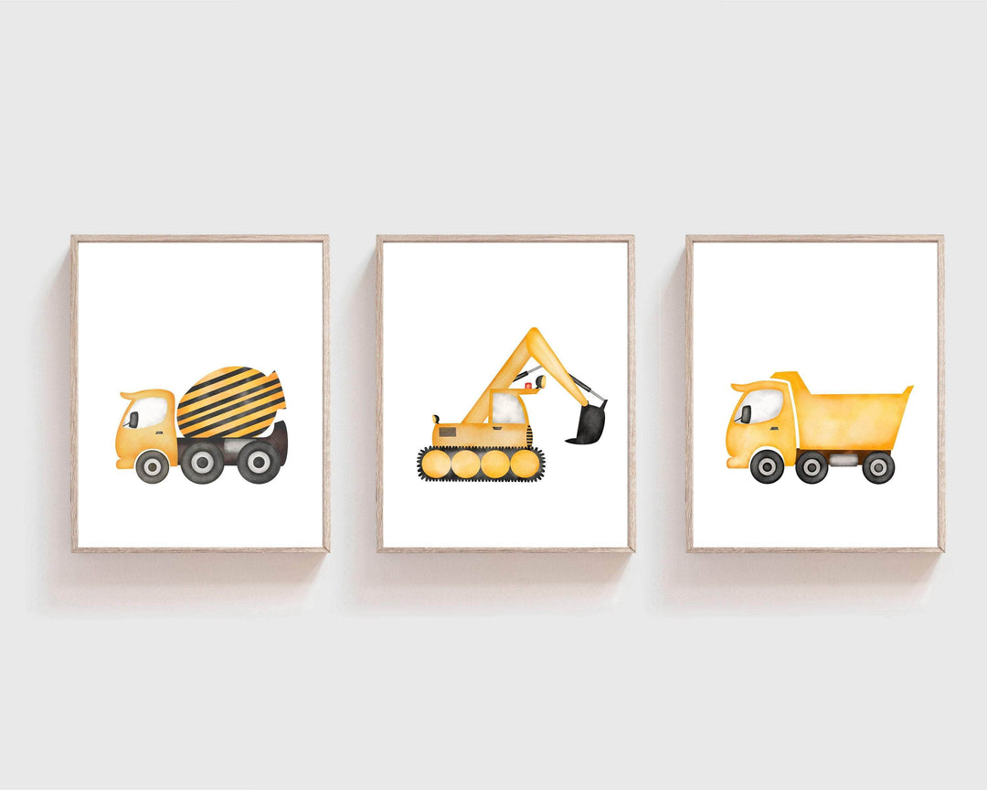 8x10 Truck Wall Art print set | Construction Truck Wall Art | Boys Room Decor nursery art print baby nursery bedroom decor