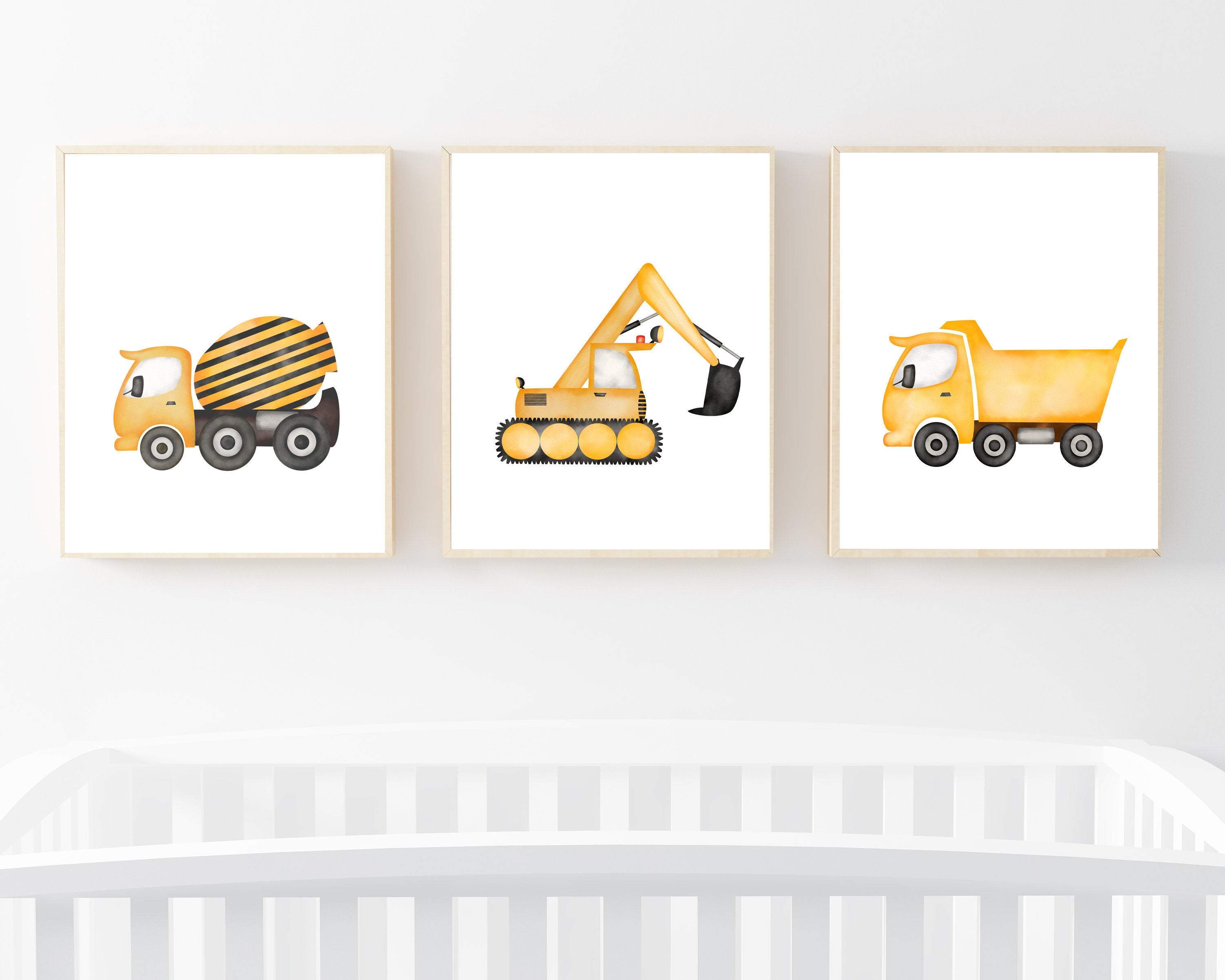 8x10 Truck Wall Art print set | Construction Truck Wall Art | Boys Room Decor | Truck Print | Nursery Decor | Dump Truck Wall Art - Printable nursery art print baby nursery bedroom decor